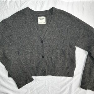 Abercrombie & Fitch Cropped Cardigan Sweater Wool Blend Academia Transitional XS